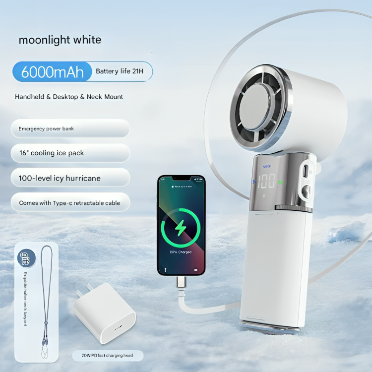 Smart Power Bank Fan | Battery Operated Handheld Fan with 100 Speed Settings | Portable Cooling Device for On-the-Go Comfort