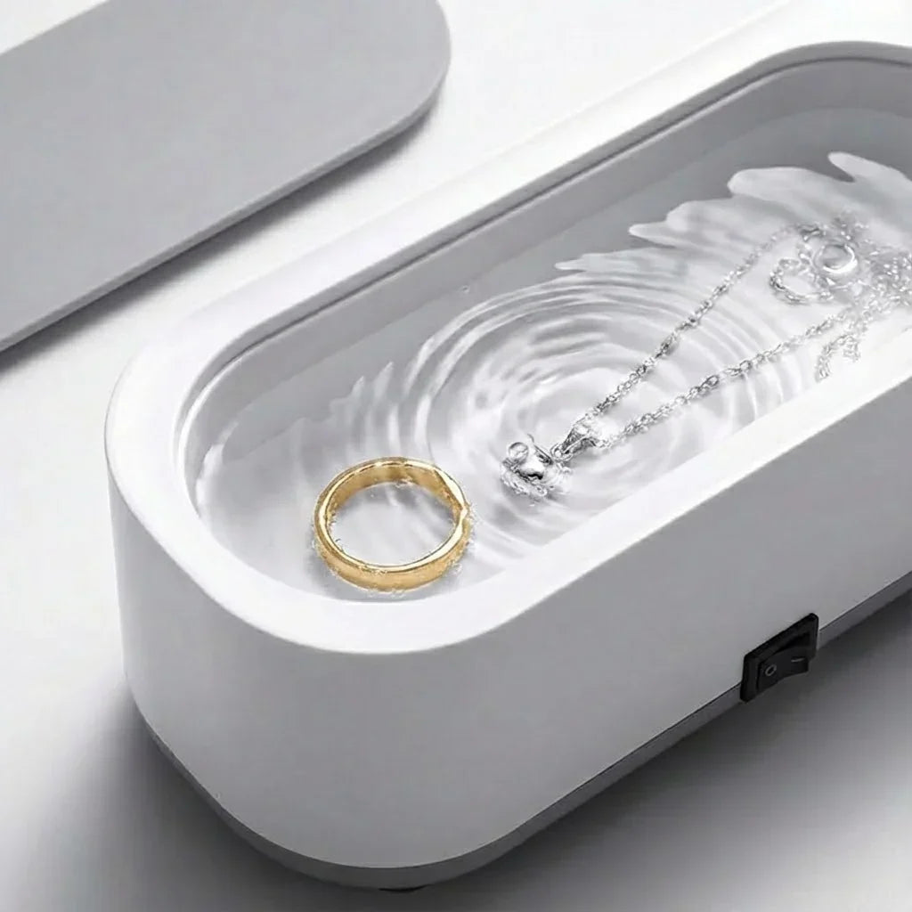 Ultrasonic Jewelry Cleaner for Rings Watches Eyeglasses Brushes at Home Gentle Sonic Wave Cleaning Machine for Delicate Items Small Personal