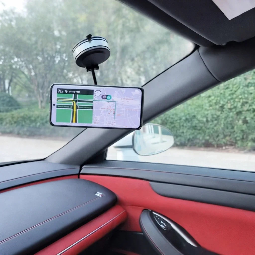 Dashboard Cell Phone Mount with 360° Rotation and Vacuum Grip for Car Windshield Navigation Hands-Free Viewing