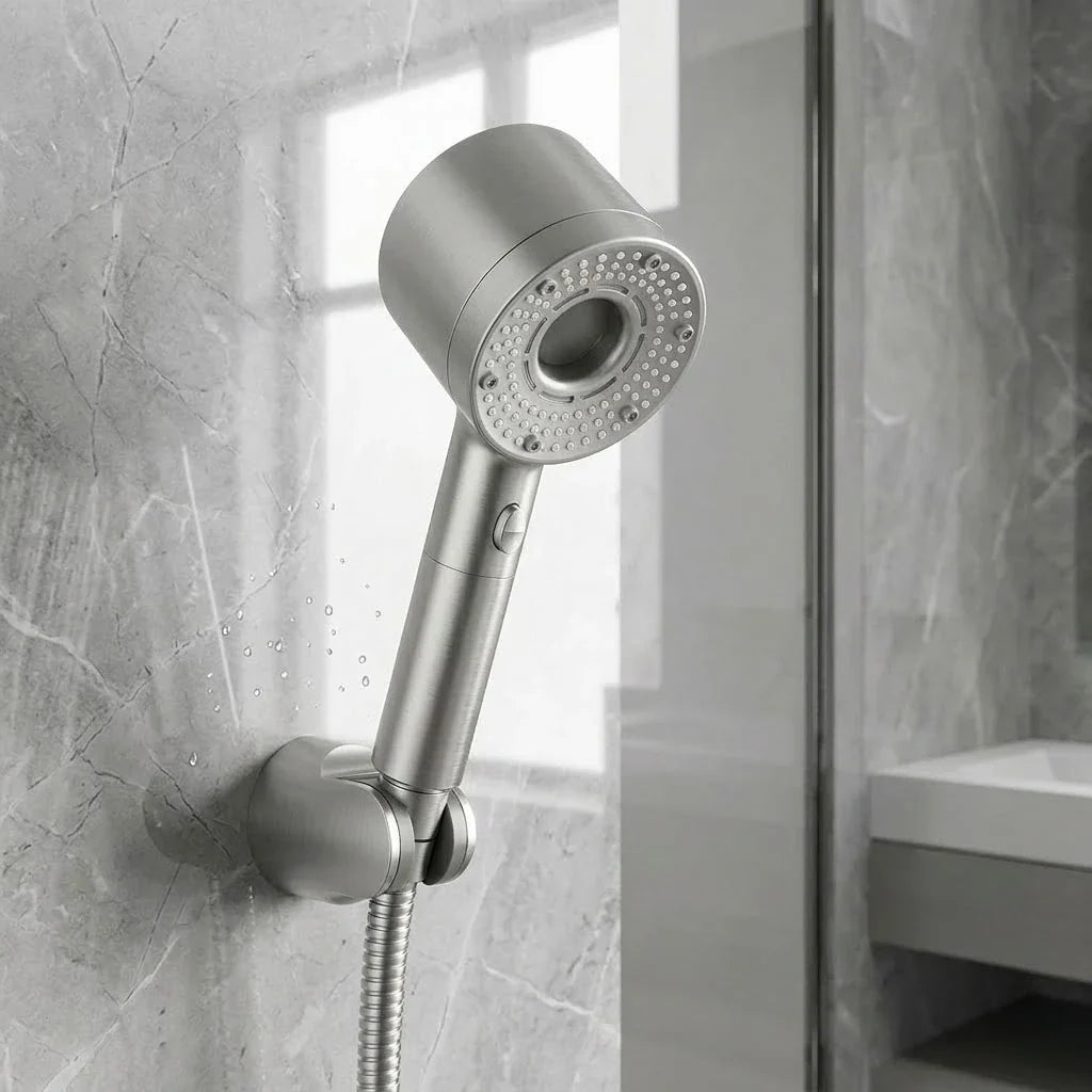 Multi-Spray Handheld Showerhead with 5 Adjustable Water Patterns in Chrome Finish for Modern Bathrooms