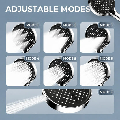 Handheld Shower Head with Seven Spray Modes for Bathroom Upgrade & Daily Use | Adjustable Water Flow | Modern Cylindrical Design for Home Sh