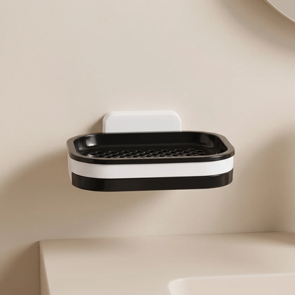 Sable Soap Dish - Self-Adhesive ABS, Double Drainage for Shower