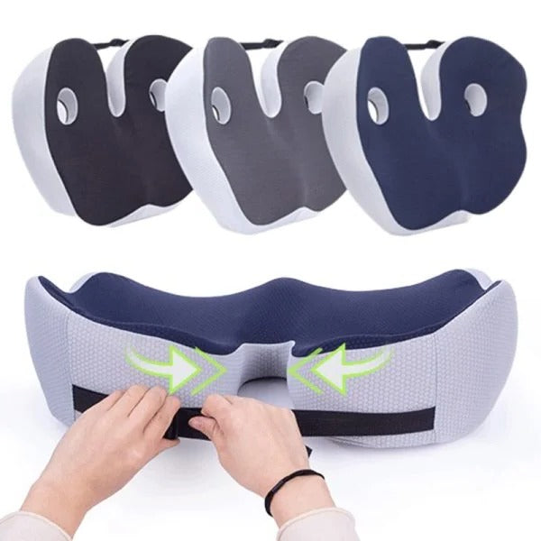 Memory Foam Seat Cushion with Tailbone Cutout for Office Chair, Car & Wheelchair – Ergonomic Support for Lower Back & Hip Pain Relief