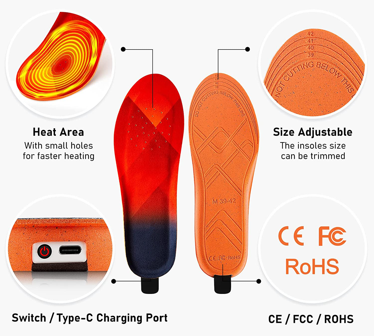 Rechargeable Warming Foot Inserts – 3 Heat Settings, Wireless Design for Winter Boots, Shoes & Outdoor Footwear