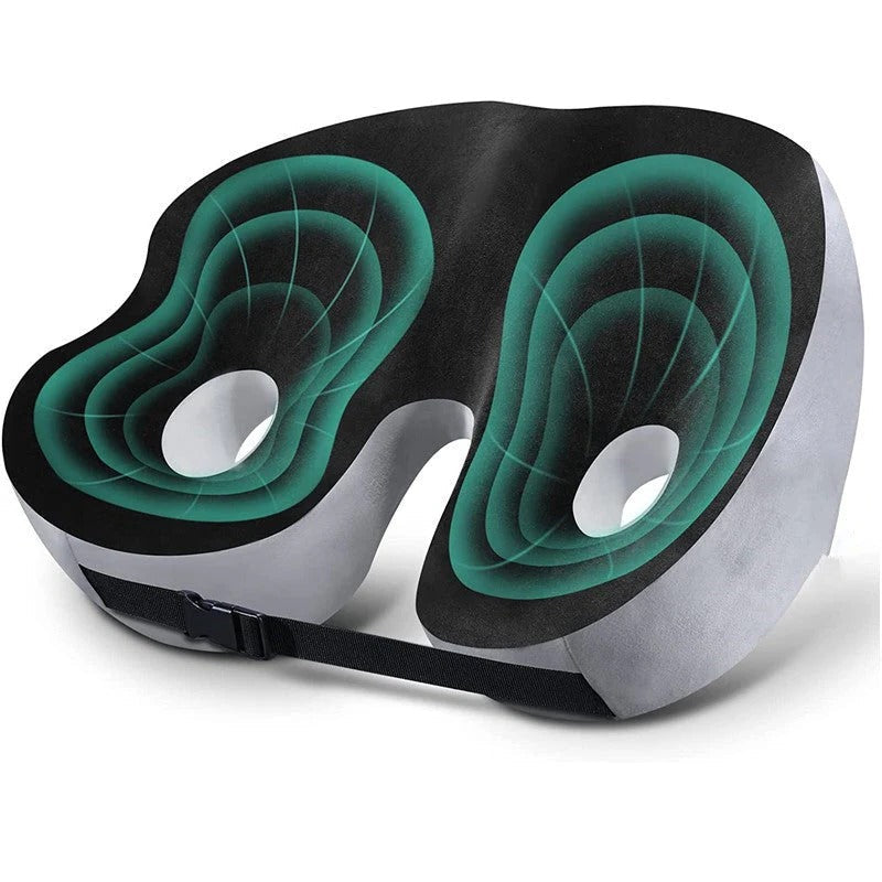 Memory Foam Seat Cushion with Tailbone Cutout for Office Chair, Car & Wheelchair – Ergonomic Support for Lower Back & Hip Pain Relief