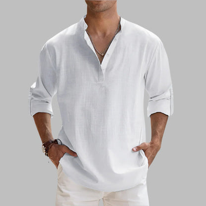 Breathable Mens Summer Linen Shirt