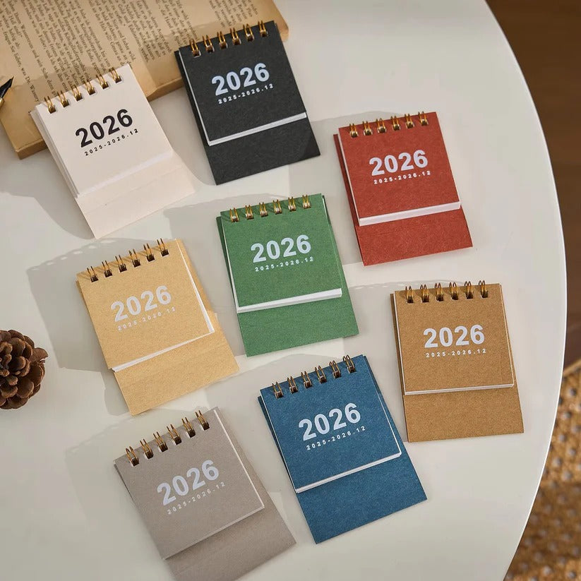 Compact Desk Calendar 2026 with Stand for Home Office