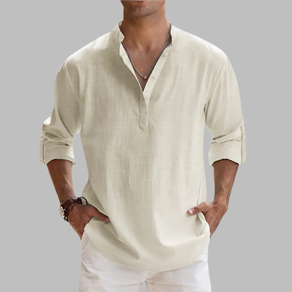 Breathable Mens Summer Linen Shirt