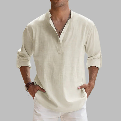 Breathable Mens Summer Linen Shirt