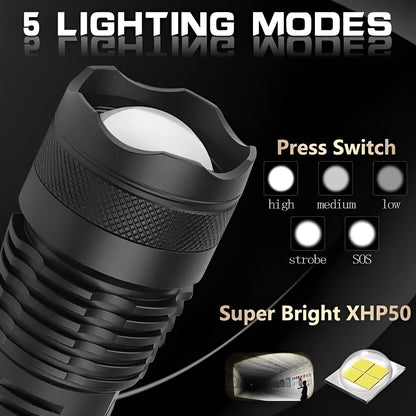 Bright Adjustable LED Torch with Rechargeable Battery