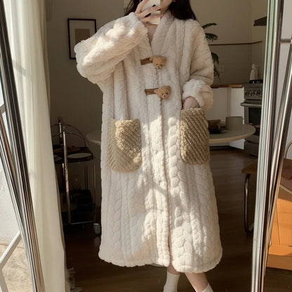 Soft Plush Hooded Robe for Women, Cozy Lounge Wear