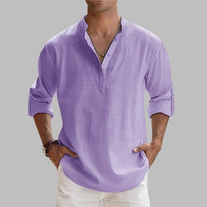 Breathable Mens Summer Linen Shirt