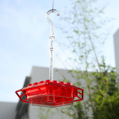 Red Glass Hummingbird Feeder 30 Feeding Ports Clear Reservoir with Ant Moat Hook for Backyard Garden Patio Outdoor Bird Watching