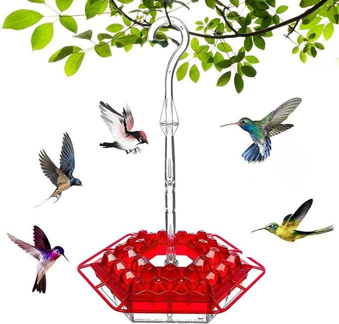 Hummingbird Feeder with Ant Moat for Outdoor Garden – 30 Flower Ports, Weather Resistant, Easy Fill Design for Backyard Bird Feeding