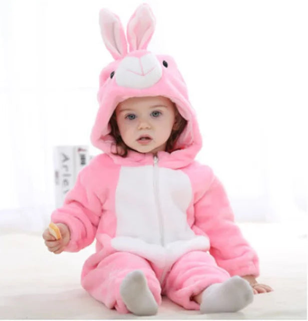 Infant Zip-Up Hooded Sleeper with Animal Character Costume Design for Boys & Girls | Soft Cotton Poly Blend Loungewear Pajamas for Babies 0-