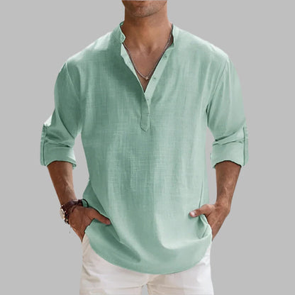 Breathable Mens Summer Linen Shirt