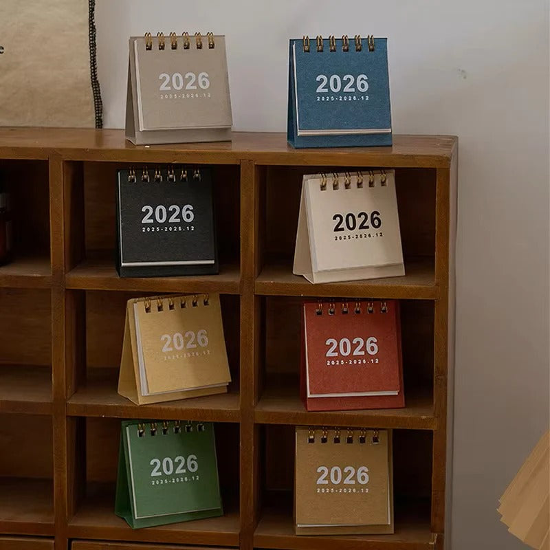 Compact Desk Calendar 2026 with Stand for Home Office