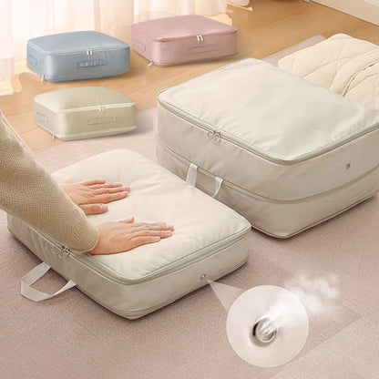 Nylon Fabric Storage Organizer with Handles 20.5×16.5 in Gray Beige Pink for Closet Under Bed Seasonal Linens Comforters Blankets Winter Coa