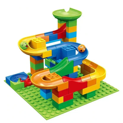 Building Block Marble Run Set for Kids Ages 3+ | STEM Construction Track Kit Develops Logic & Fine Motor Skills