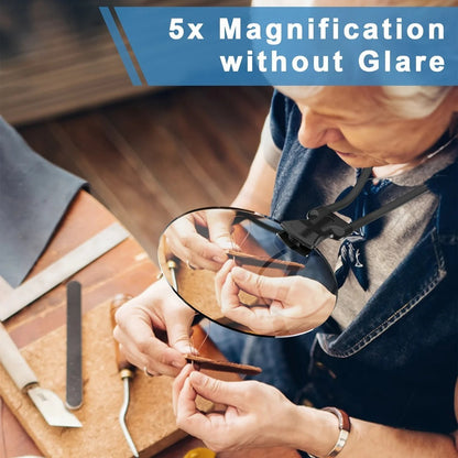 Hands-Free Adjustable Magnifying Glass 5X