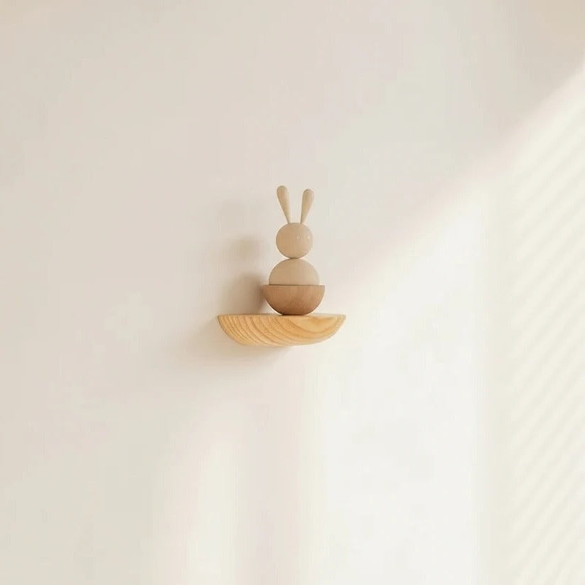Round Wood Wall Shelf for Home Decoration