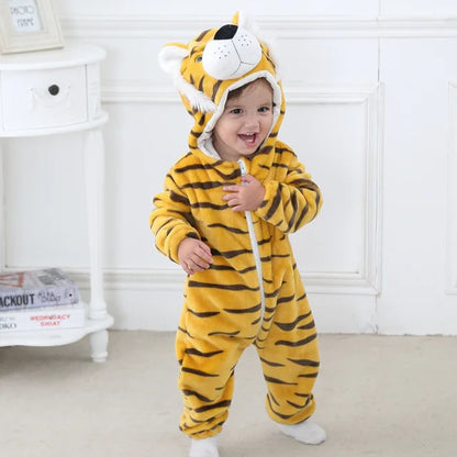 Infant Zip-Up Hooded Sleeper with Animal Character Costume Design for Boys & Girls | Soft Cotton Poly Blend Loungewear Pajamas for Babies 0-