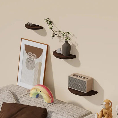 Round Wood Wall Shelf for Home Decoration