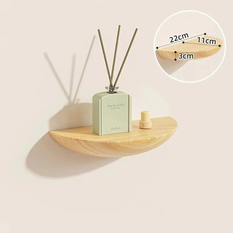 Round Wood Wall Shelf for Home Decoration