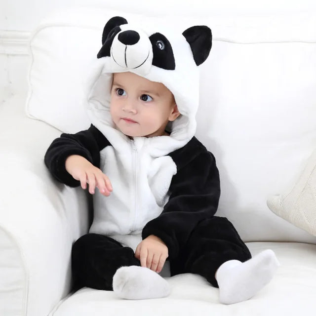 Infant Zip-Up Hooded Sleeper with Animal Character Costume Design for Boys & Girls | Soft Cotton Poly Blend Loungewear Pajamas for Babies 0-