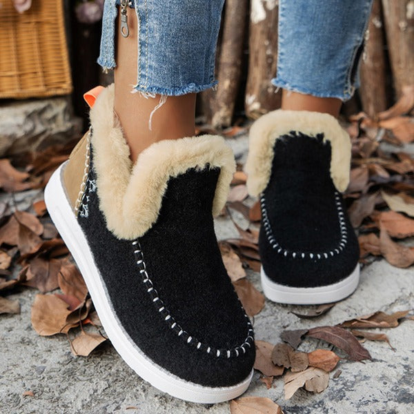 Warm Fuzzy Ankle Boots for Women, Lightweight Comfortable Design