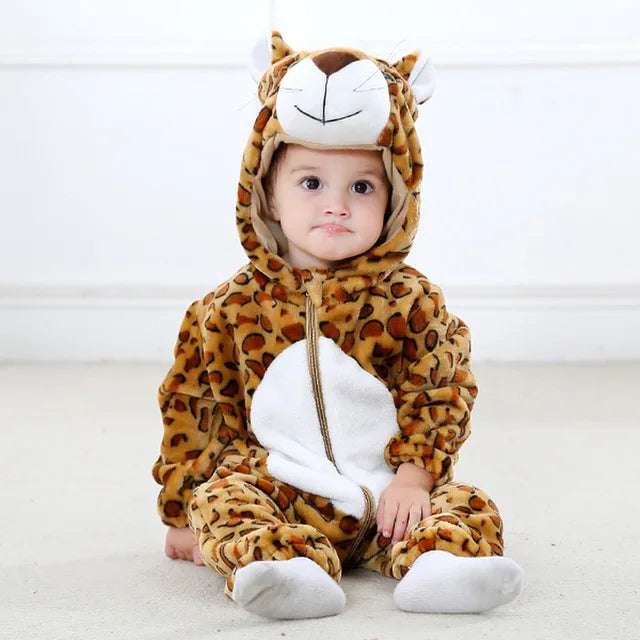 Infant Zip-Up Hooded Sleeper with Animal Character Costume Design for Boys & Girls | Soft Cotton Poly Blend Loungewear Pajamas for Babies 0-