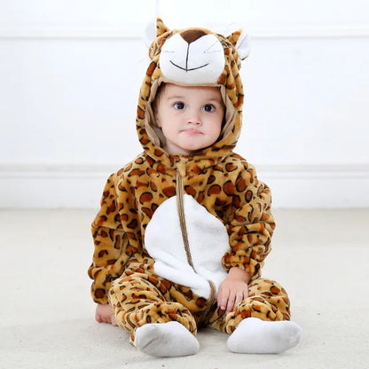 Infant Zip-Up Hooded Sleeper with Animal Character Costume Design for Boys & Girls | Soft Cotton Poly Blend Loungewear Pajamas for Babies 0-