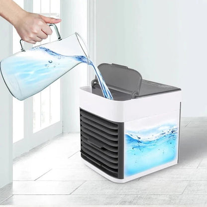 Portable Air Cooler for Small Rooms, Whisper-Quiet Desktop AC Unit with Adjustable Fan Speeds, Compact Personal Space Cooler for Bedroom