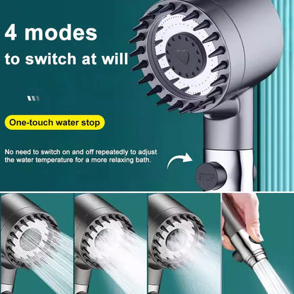 Filtered Rainfall Showerhead with Pressure Boost & Water-Saving Flow Control for Bathroom