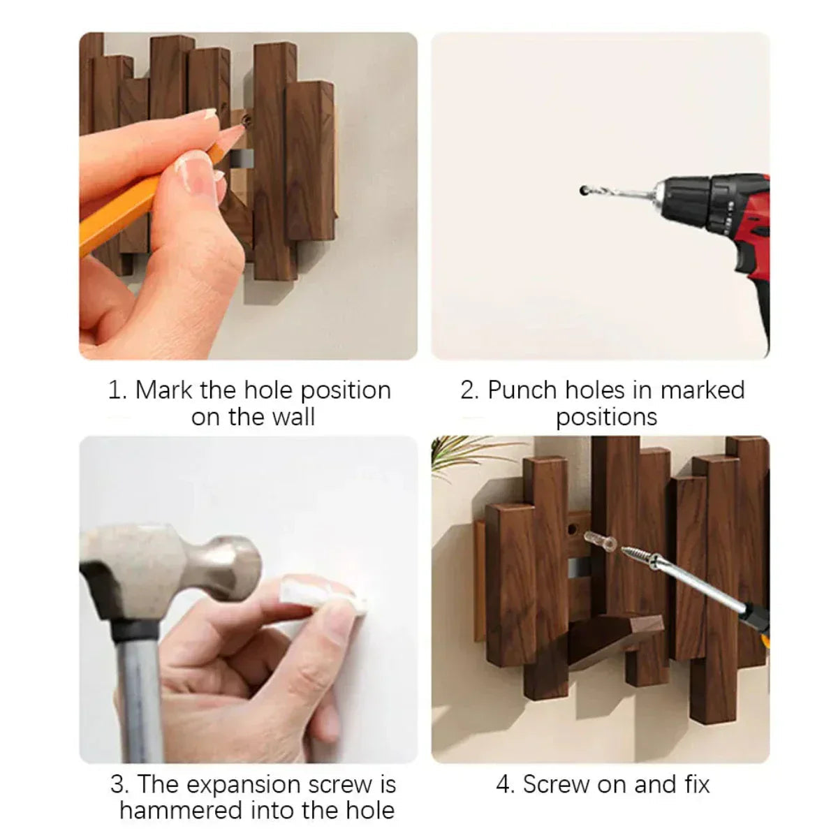 Sturdy Wooden Coat Hook Modern Entryway Storage Rack