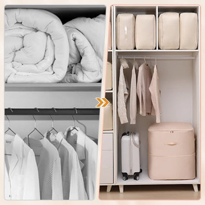 Nylon Fabric Storage Organizer with Handles 20.5×16.5 in Gray Beige Pink for Closet Under Bed Seasonal Linens Comforters Blankets Winter Coa
