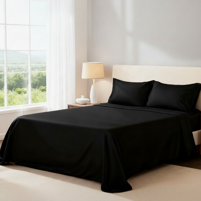 Temperature-Regulating Bamboo Viscose Sheet Set with Stay-Put Deep Pockets – Full, Queen & King Available