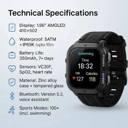 Durable Athletic Watch with Advanced Multi Function Display