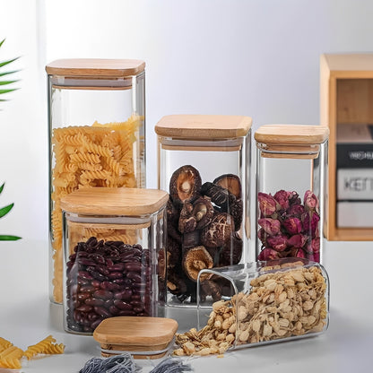 Clear Glass Container with Wooden Top, Simple Style