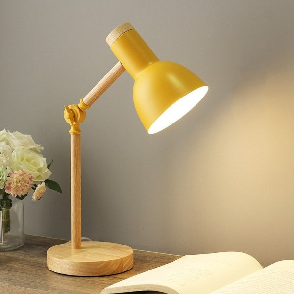 Adjustable Wooden LED Desk Lamp with Touch Dimmer – Reading Task Light for Home Office & Workspace