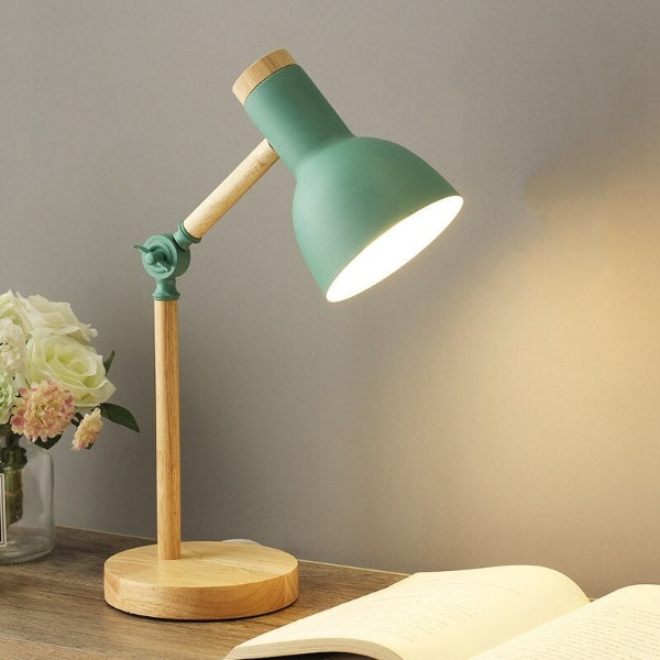 Adjustable Wooden LED Desk Lamp with Touch Dimmer – Reading Task Light for Home Office & Workspace