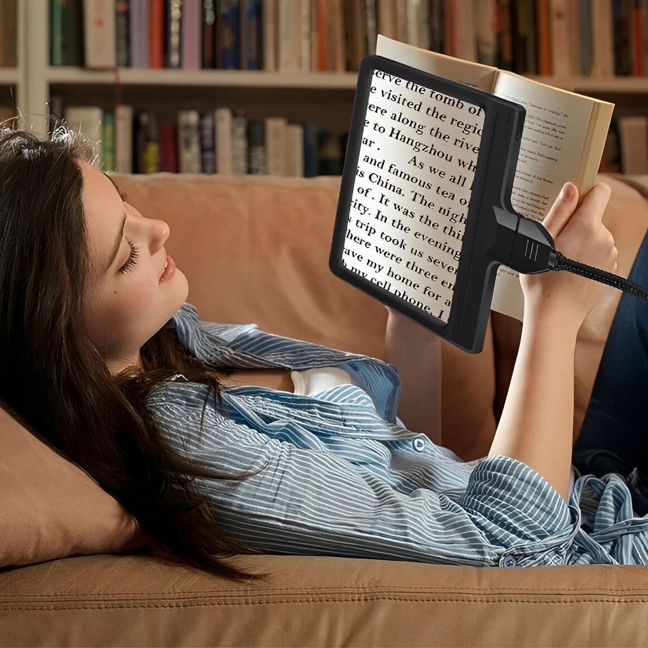Portable LED Desk Magnifier with Large Viewing Area