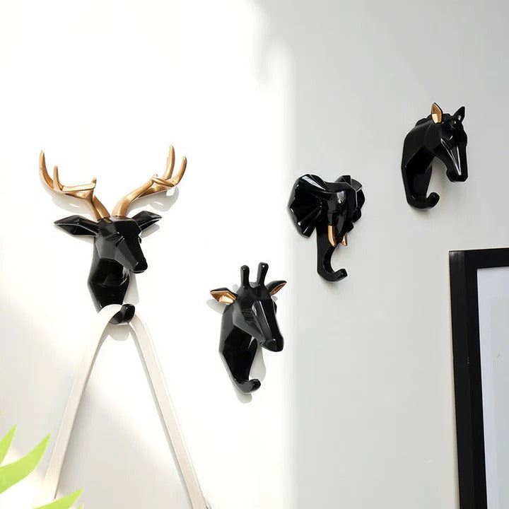 Animal Head Wall Hook | Unique Resin Coat Hooks for Home Decor & Key Storage