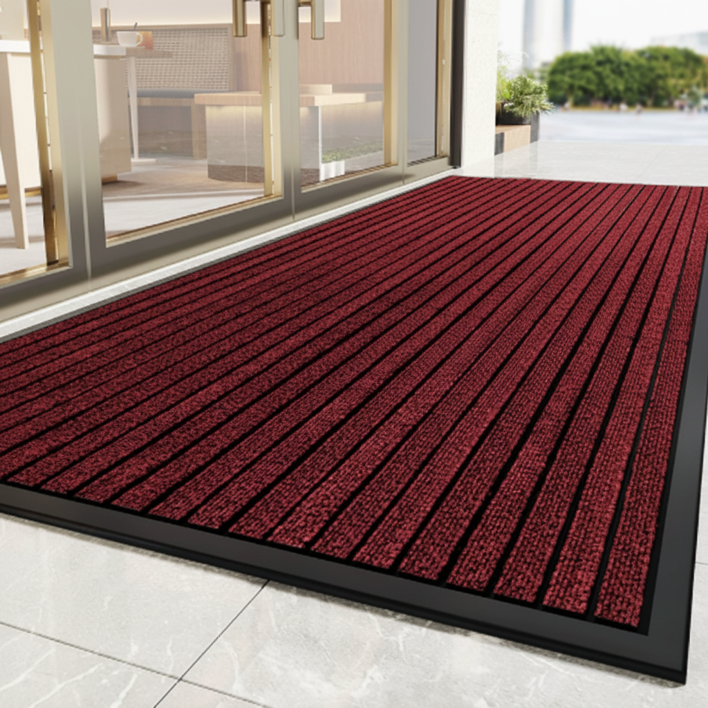 Indoor Outdoor Rubber Doormat Non-Slip Striped Entry Mat for Front Door Hallway Patio Foyer Mud Room High Traffic Areas Home Entryway