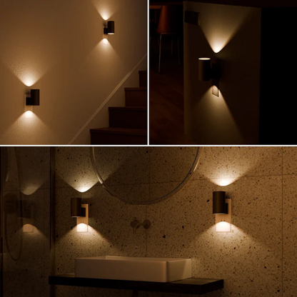 Plug-In Night Light with Dimmable LED & Auto Sensor | Bauhaus-Inspired Wall Accent | Adjustable Brightness for Bedroom, Hallway, Bathroom