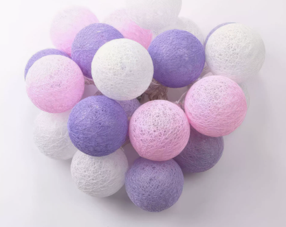 Cotton Ball String Lights with Soft Woven Globes for Bedroom, Living Room & Party Decor – USB or Battery Powered Fairy Lights