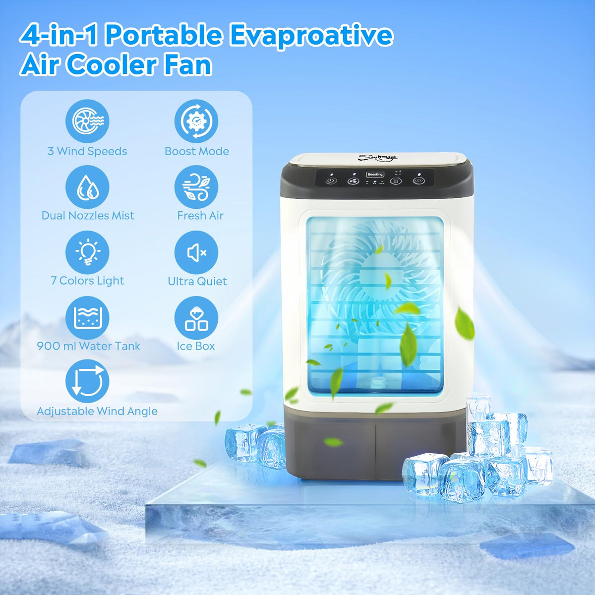 Mini Air Conditioner | 4-in-1 Portable AC with Fast Cooling & Adjustable Airflow | Ideal for Home, Office, and Travel