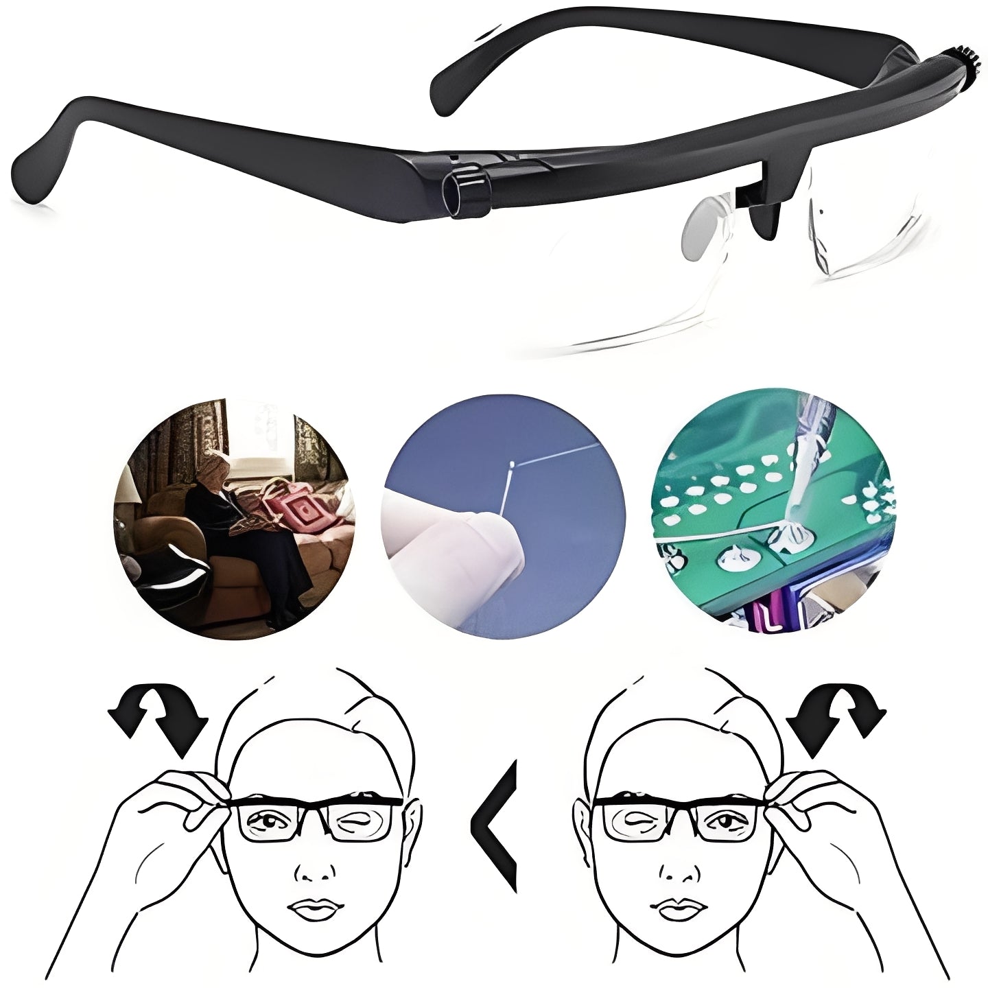 Prescription Free Reading Glasses with Easy Focus Control