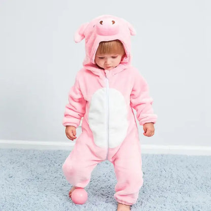 Infant Zip-Up Hooded Sleeper with Animal Character Costume Design for Boys & Girls | Soft Cotton Poly Blend Loungewear Pajamas for Babies 0-