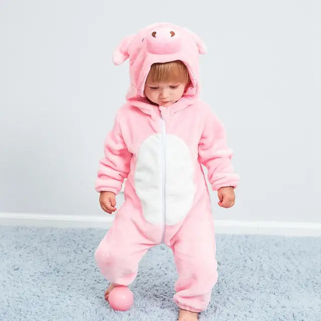 Soft Baby Animal Onesie Costume with Hood – Full-Zip Fleece Outfit for Infants & Toddlers – Home, Playdates & Photo Ops